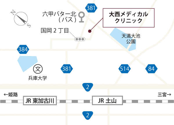 大西メディカルクリニック　ミセルクリニック加古川院のアクセスマップ